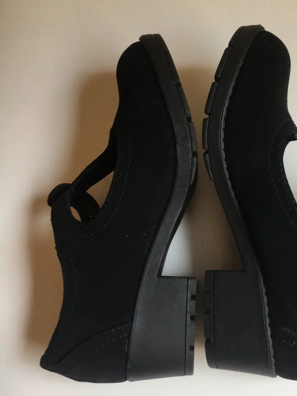 New Black Mary Jane Shoes 2 Girls Faux Suede Chunky Heel T-Strap Buckle Dress